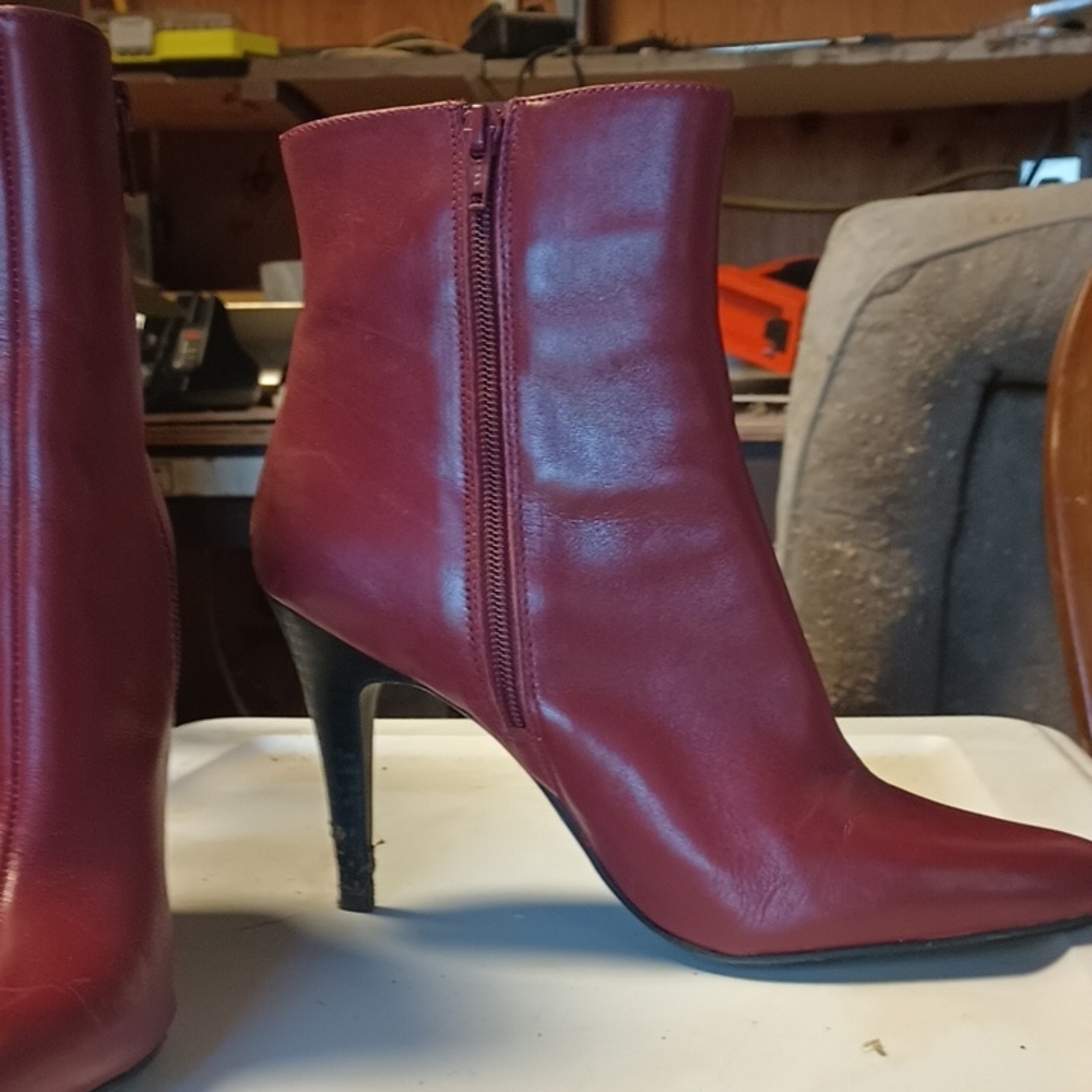 Nine West Wine Red Heeled Boots